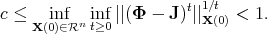 c ≤    inf   inf ||(Φ -  J)t||1∕t  < 1.
    X (0)∈Rn t≥0            X(0)
